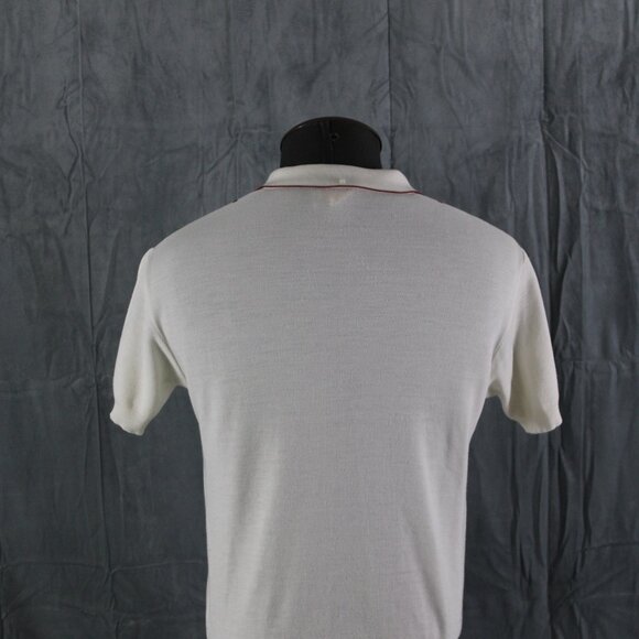 Vintage Golf Shirt - Red Stripe Textured 1/4 Button Down - Men's Medium - Picture 6 of 8
